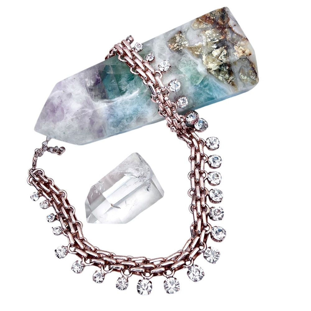 Rose Gold+Rhinestone Collar Necklace
